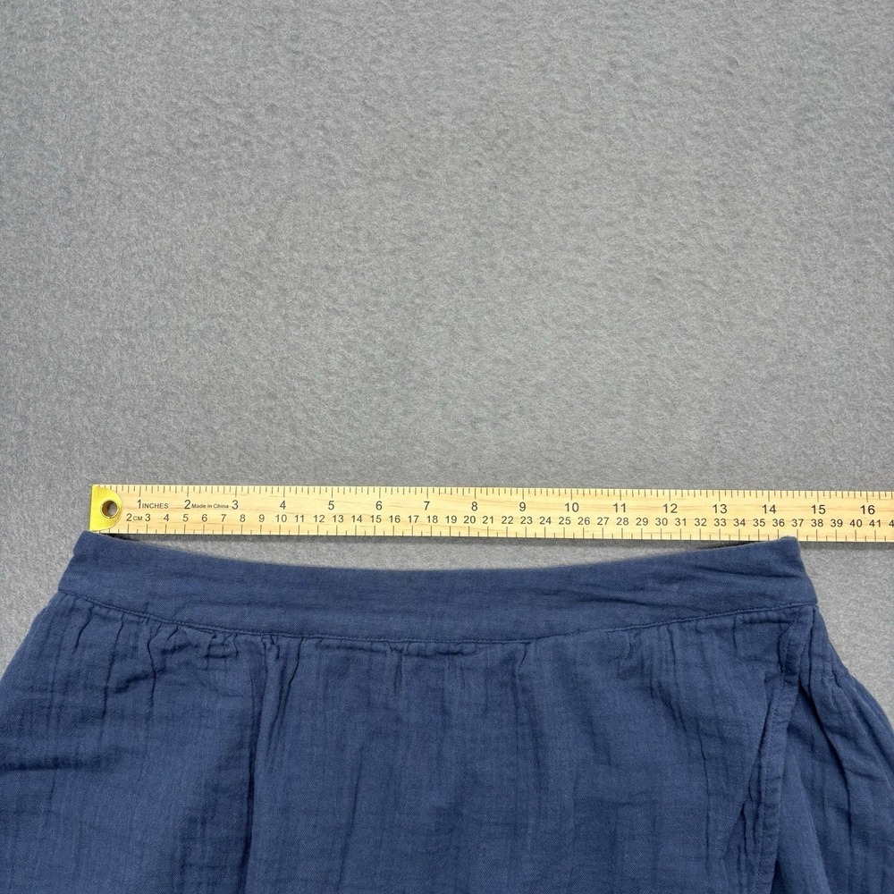 Pact Organic Cotton Gauze Tulip Faux Wrap Midi Skirt Navy Blue Size L Coastal - Picture 7 of 16